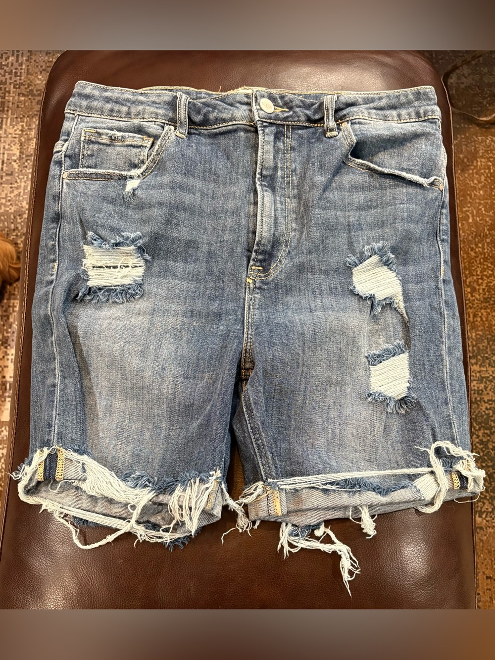 Risen Distressed Blue Denim Shorts